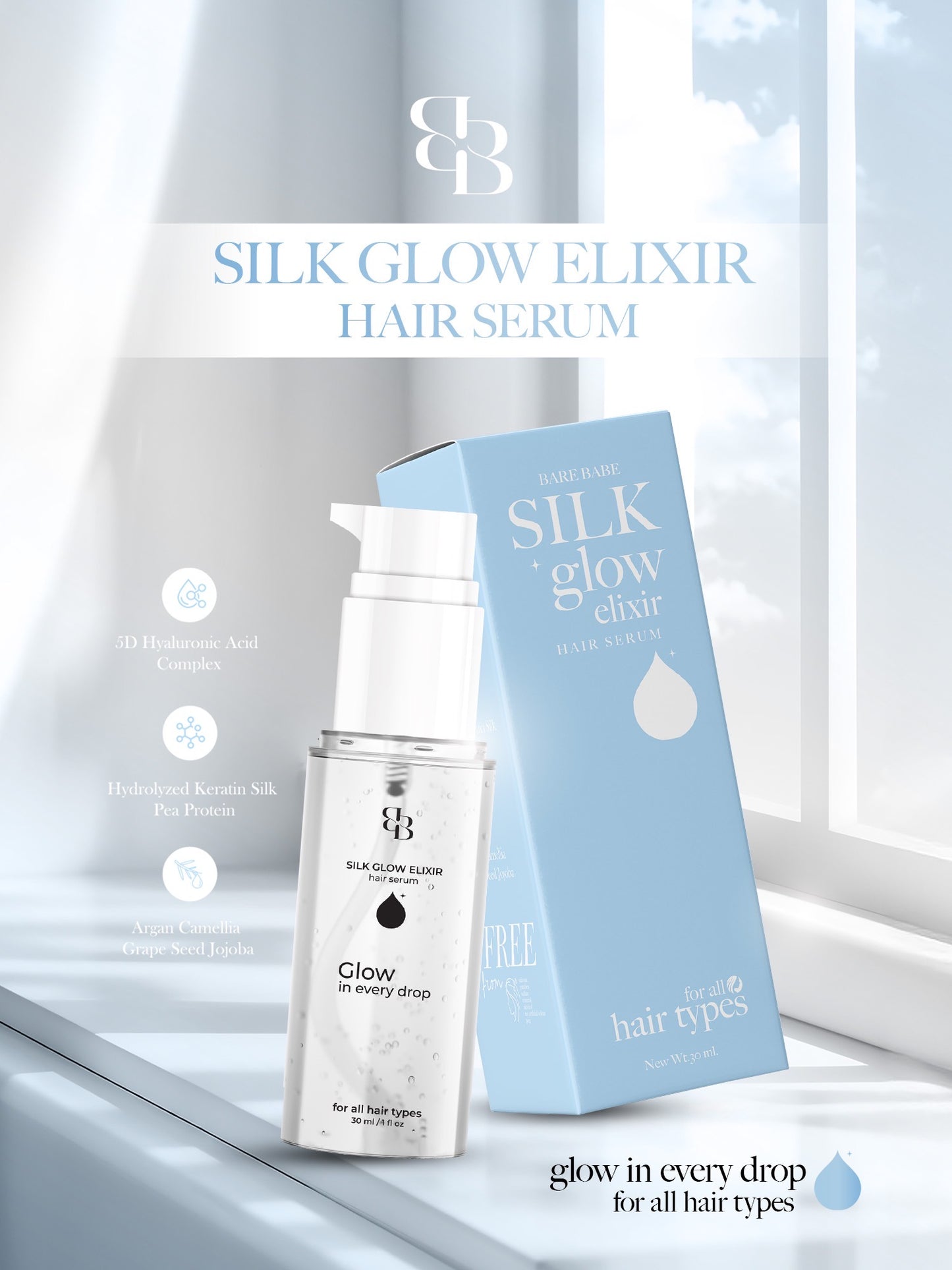 BARE BABE - SILK GLOW ELIXIR HAIR SERUM ( PRE-ORDER )