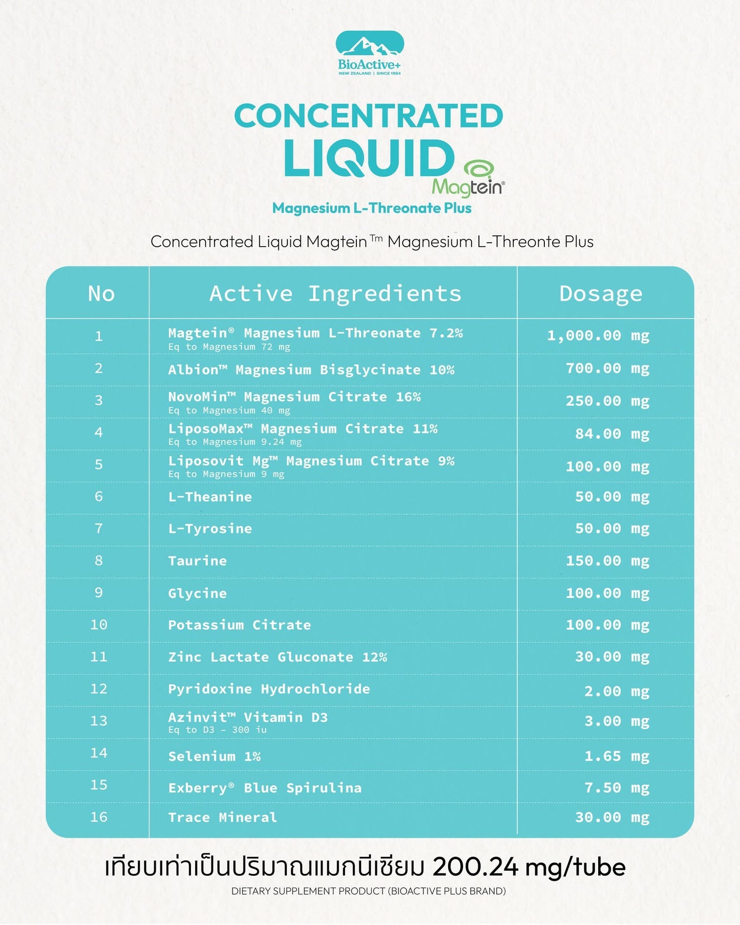 BIOACTIVE - CONCENTRATED LIQUID MAGTEIN