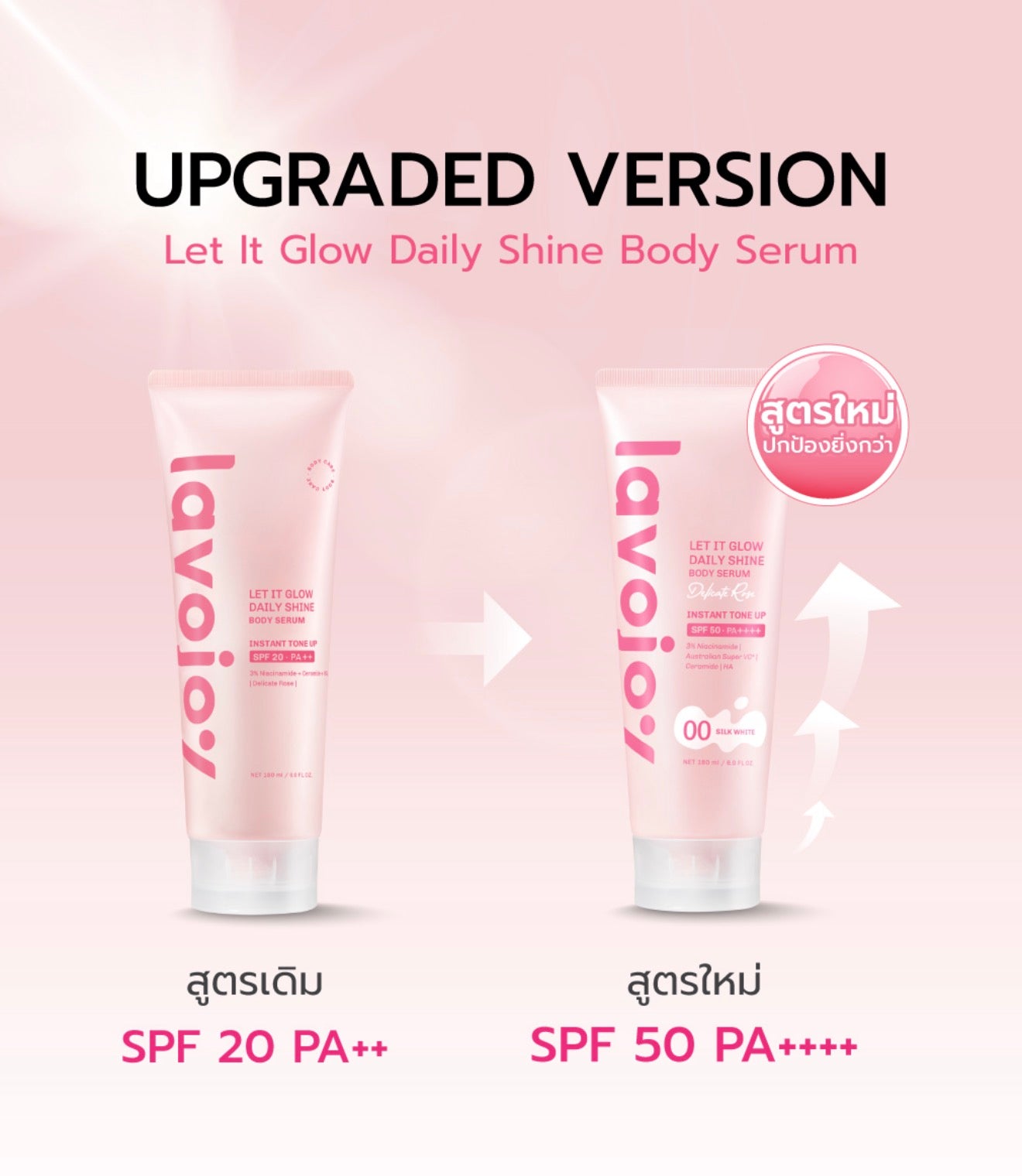 LAVOJOY- LET IT GLOW DAILY SHINE BODY SERUM DELICATE ROSÉ