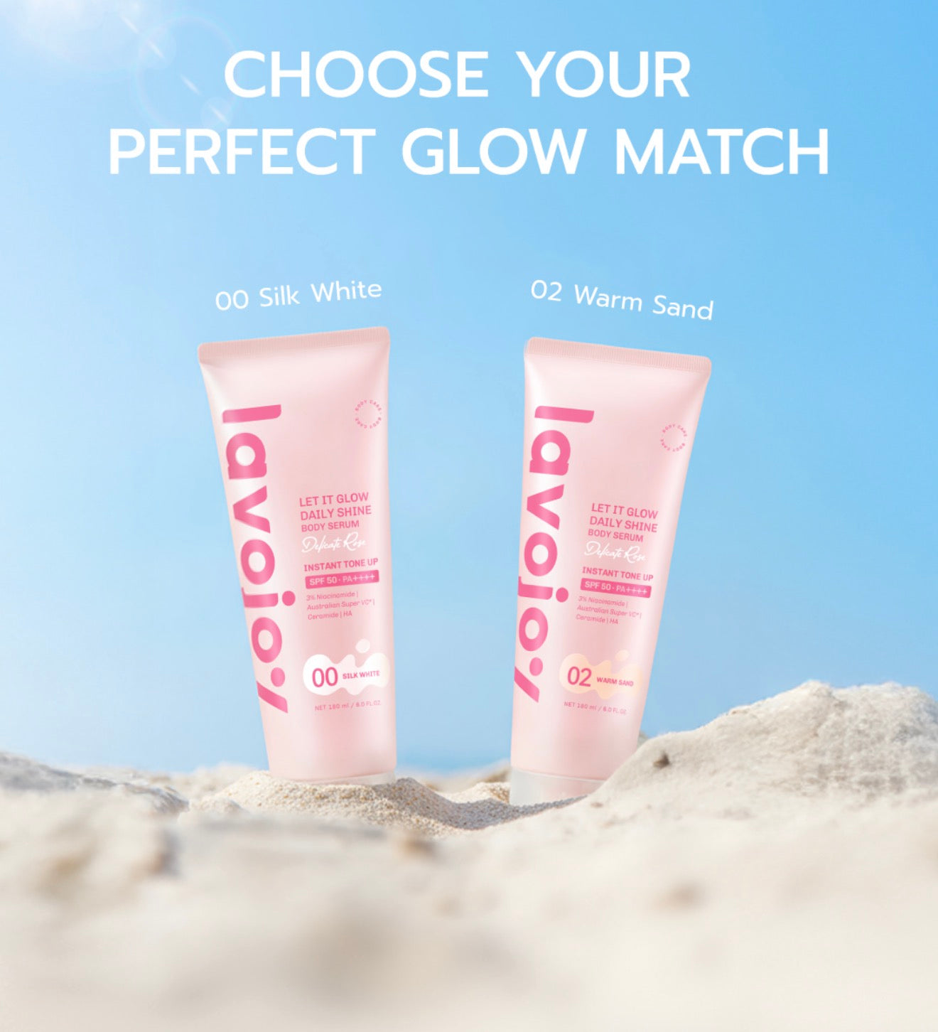 LAVOJOY- LET IT GLOW DAILY SHINE BODY SERUM DELICATE ROSÉ